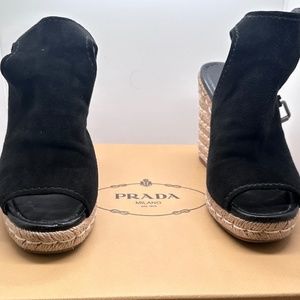 Prada Suede Espadrilles, Black. Size IT 39